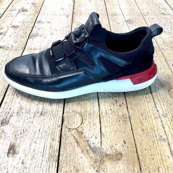 TOD’S No Code Black Leather & Suede Men Athletic Slip On Sneaker US10.5 UK9 - Picture 4 of 16